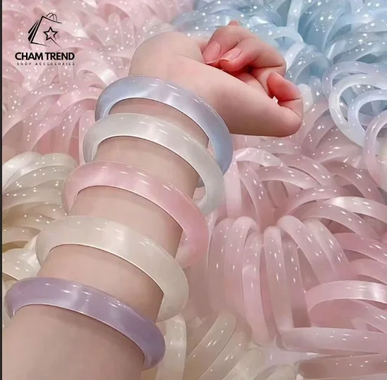 Vòng Tay Trơn Trong Suốt Đa Sắc Màu Dịu Nhẹ